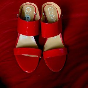 Red Calvin Klein Heels Size 9.5